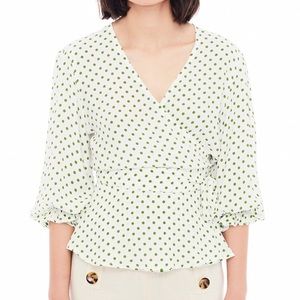 Faithfull The Brand Green Lula Dot Wrap Blouse